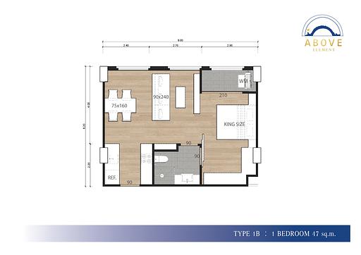 Above Element Condominium — 1 Bedroom (47 sqm) - صورة 5